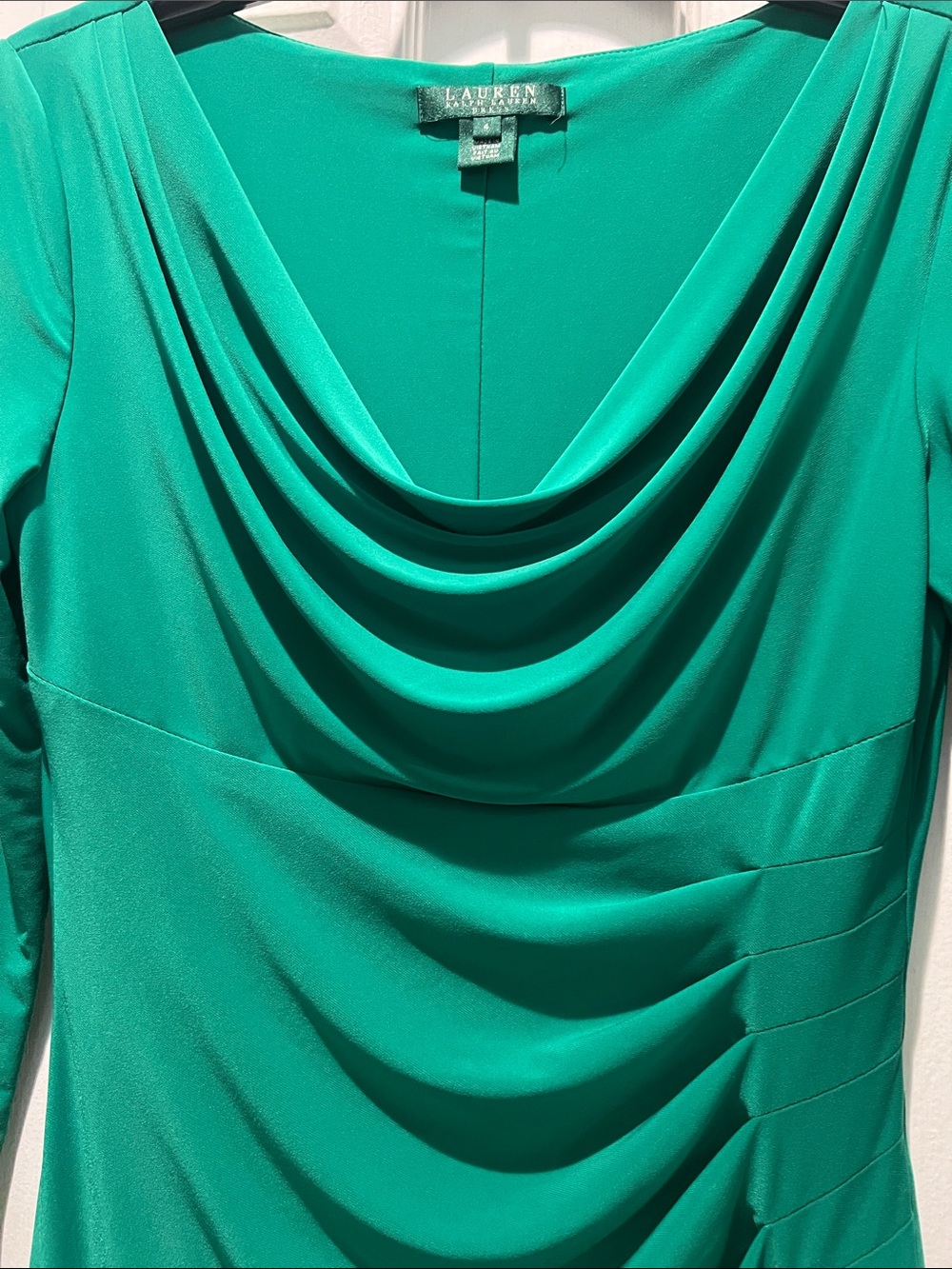 Lauren Ralph Lauren Green Draped Jersey Sheath Dress - Picture 4 of 7